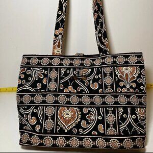 VERA BRADLEY Brown Beige Rust Paisley Medallion Quilted Tote Shoulder Bag Purse